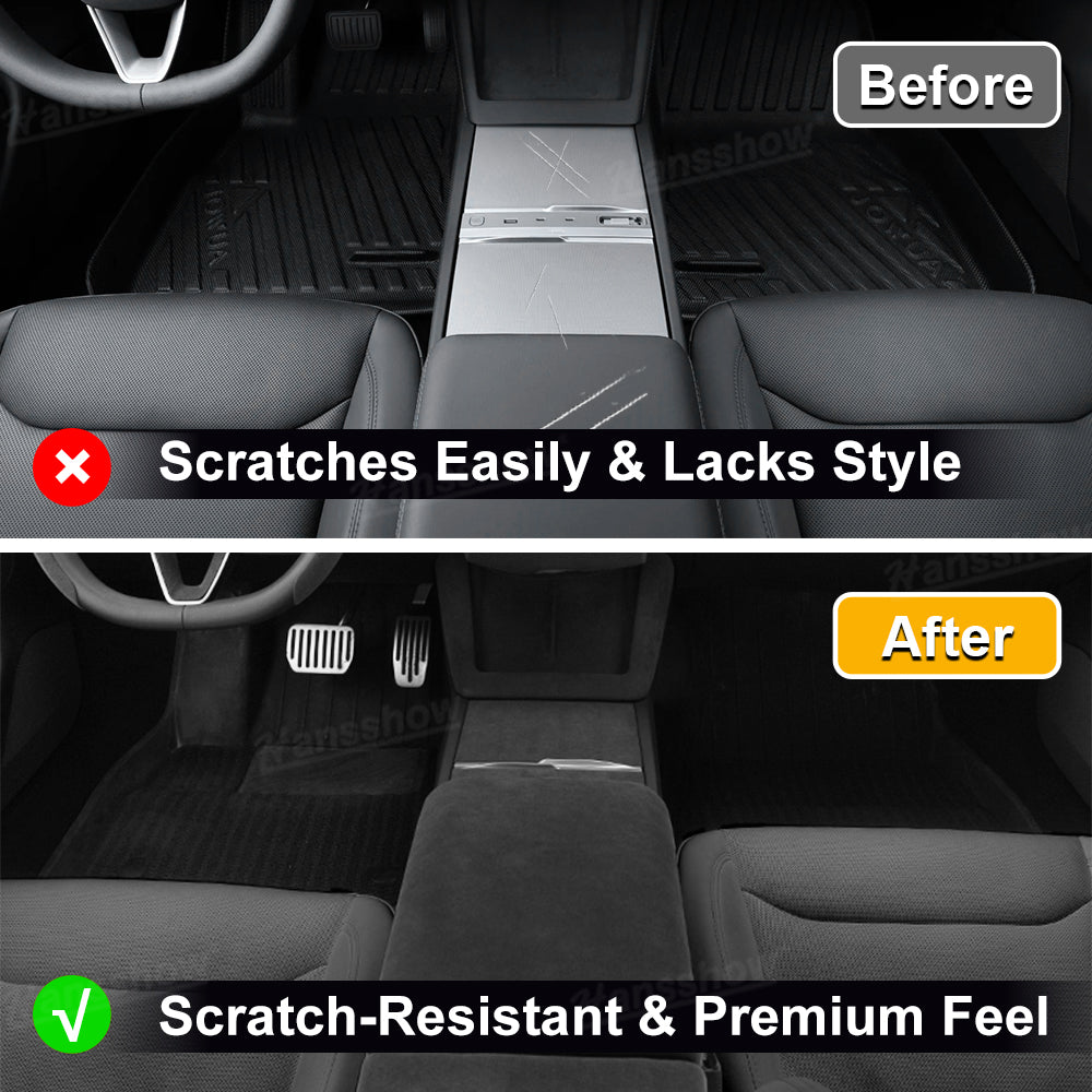 Model Y Juniper Interior Cover Trim Alcantara Upgrade Kit - close-up detail