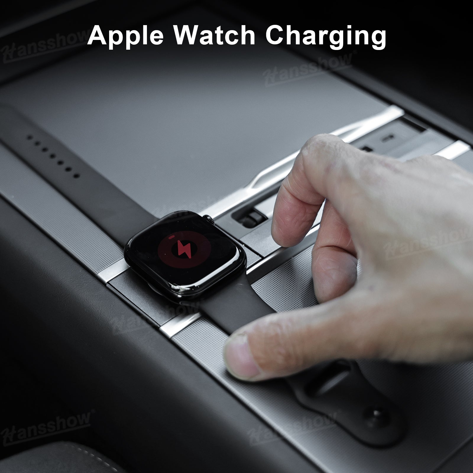 Model Y Juniper USB Hub Adapter with Apple Watch Charger - organized charging setup
