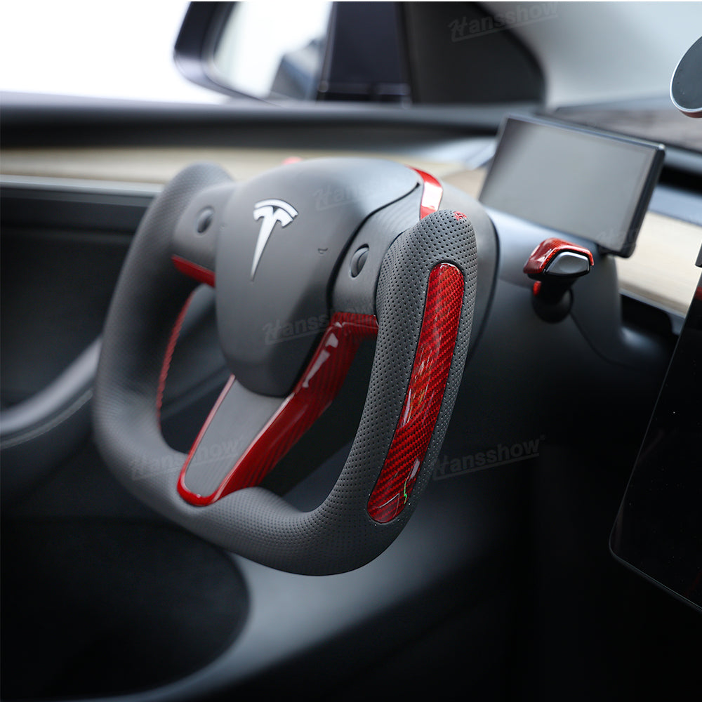 Yoke Style Steering Wheel for Tesla Model Y/3 - Side Angle