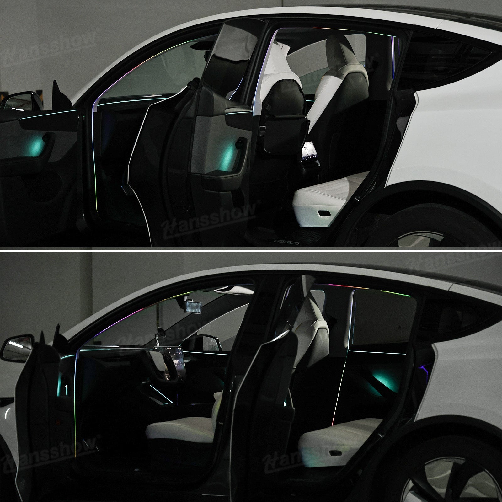 Door LED Strip Lights for Tesla Model Y/Y Juniper - Nighttime View