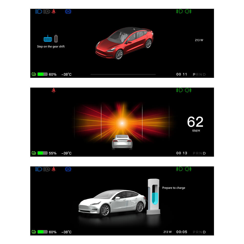 Model 3/Y 8.9" Integrated Dashboard Display Screen with vehicle interior