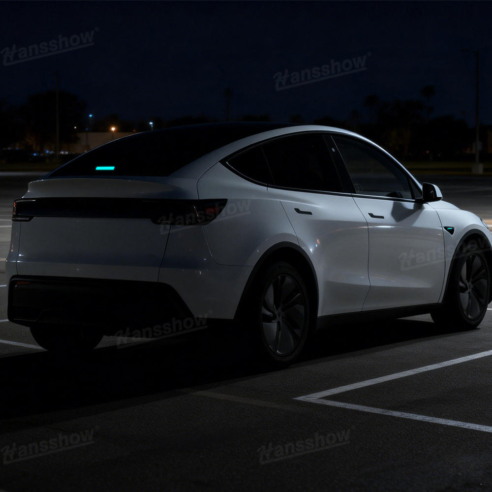 Model Y Juniper Ambient Lighting showing rainbow mode
