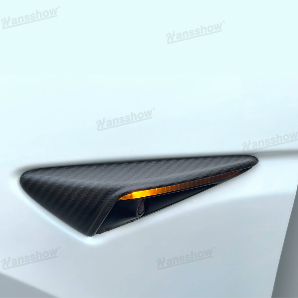 Model Y Juniper Real Carbon Fiber Kit side camera cover detail