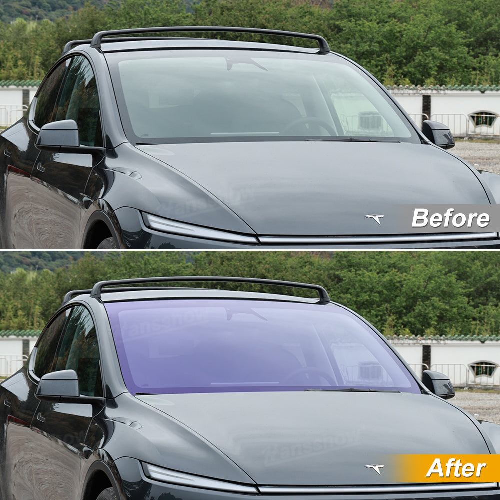 Model Y Juniper Front Windshield PPF UV & Heat Protection Film - installed view