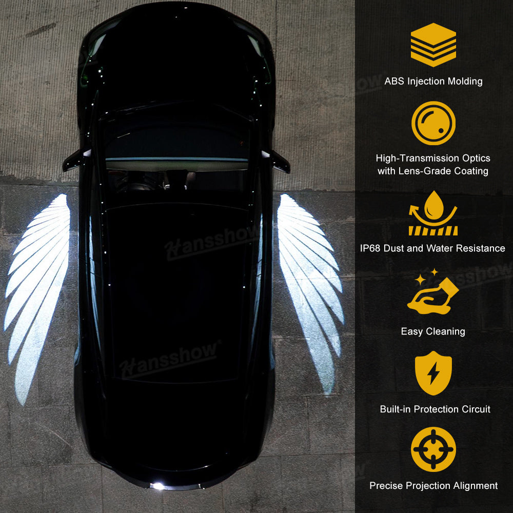 Side Mirror Projector Lights Angel Wing Welcome Lights for Tesla Model Y - Side angle view