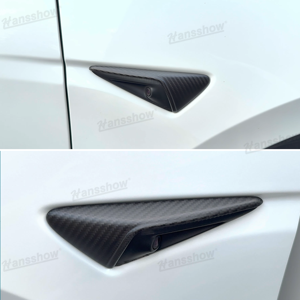 Model Y Juniper Real Carbon Fiber Kit door handle cover installed