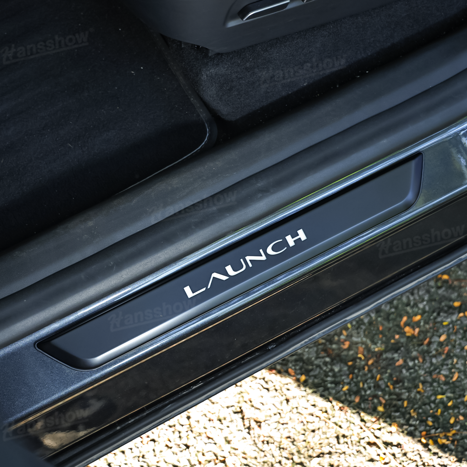 Model Y Juniper LED Welcome Pedal Door Sill Protector With LAUNCH Letter - Ambient Lighting