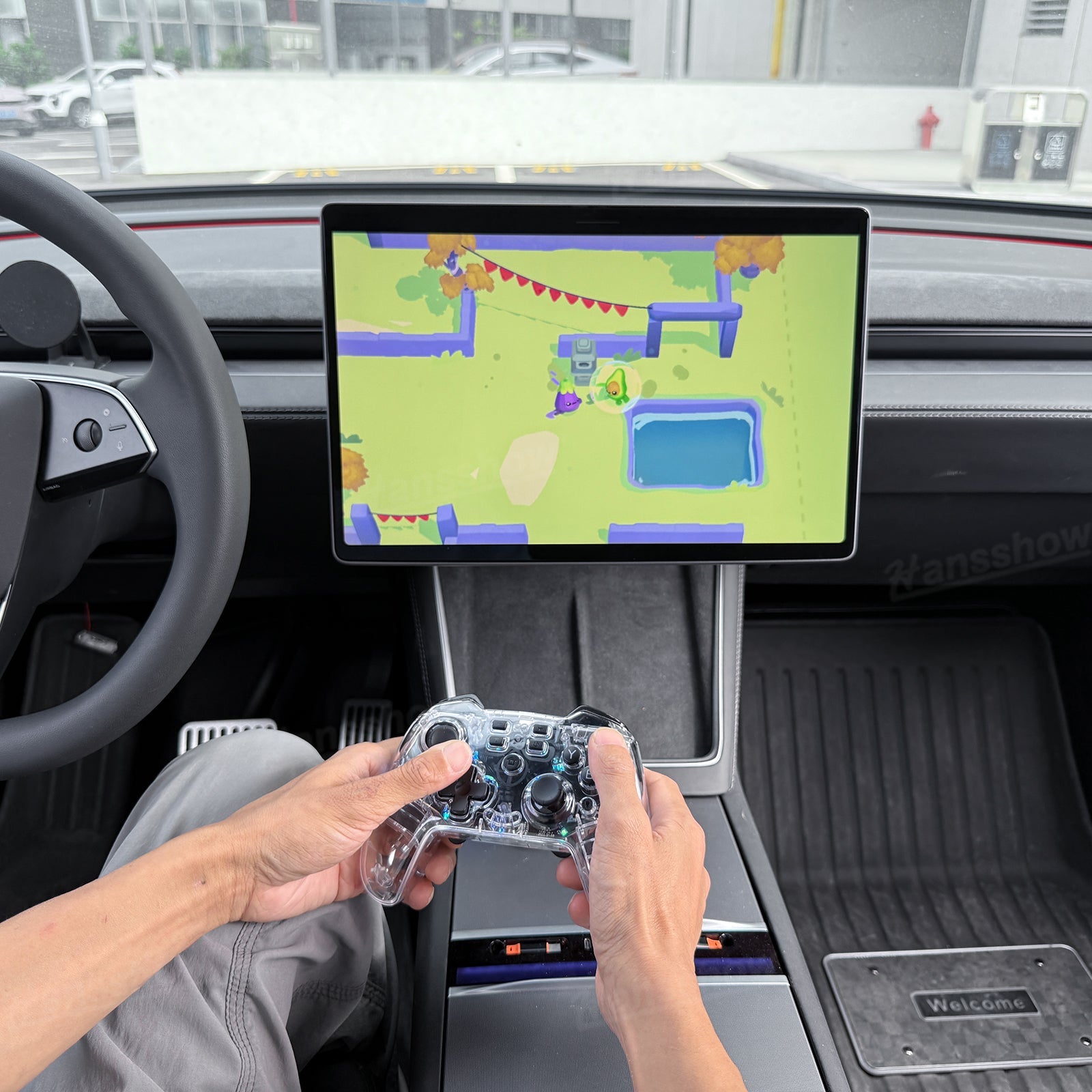 Wireless Game Controller with LED Ambient Lighting for Tesla Model Y - compatibility with games
