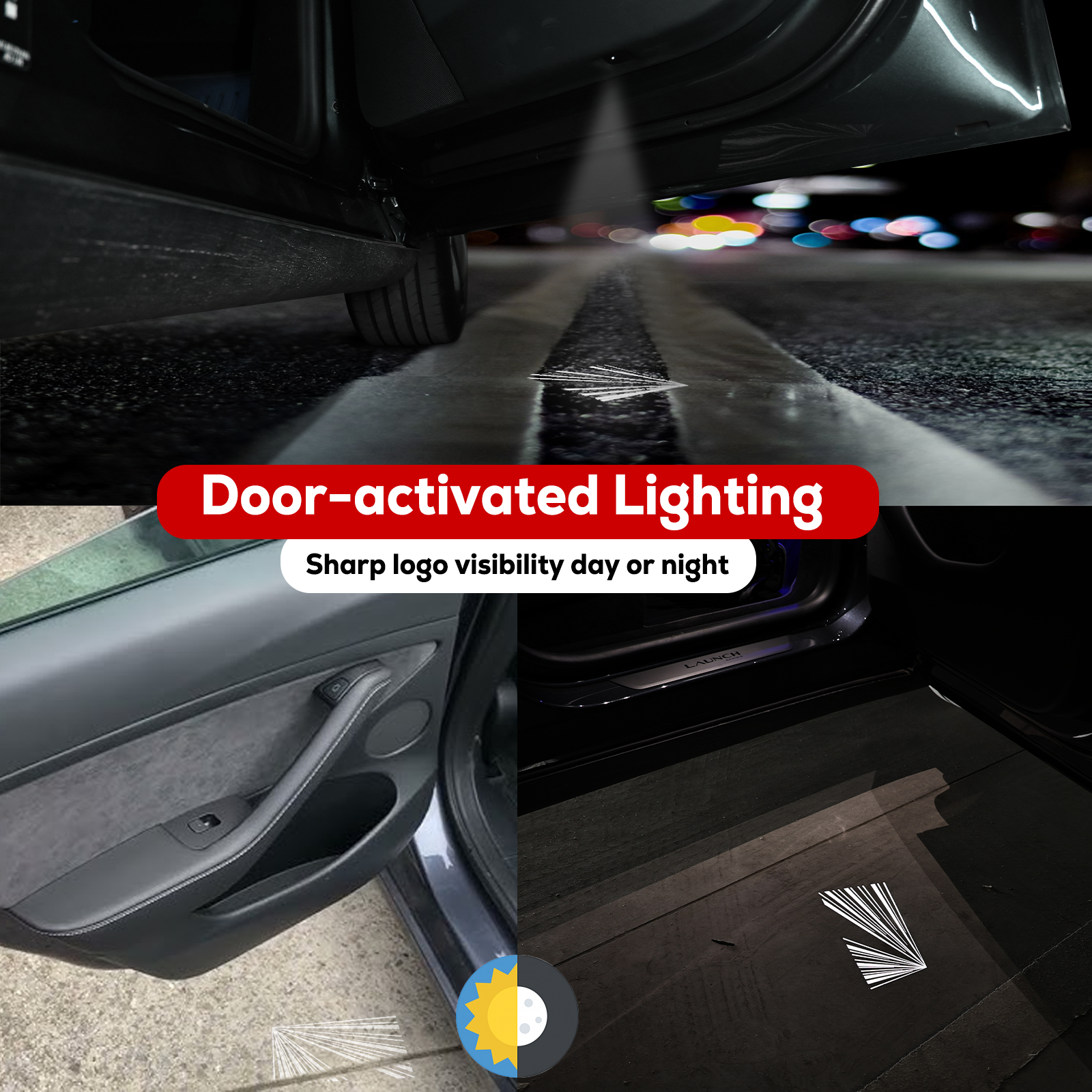 Model 3&Y Welcome Light Launch Series Door Projector Lamps for Tesla Model Y - logo clarity