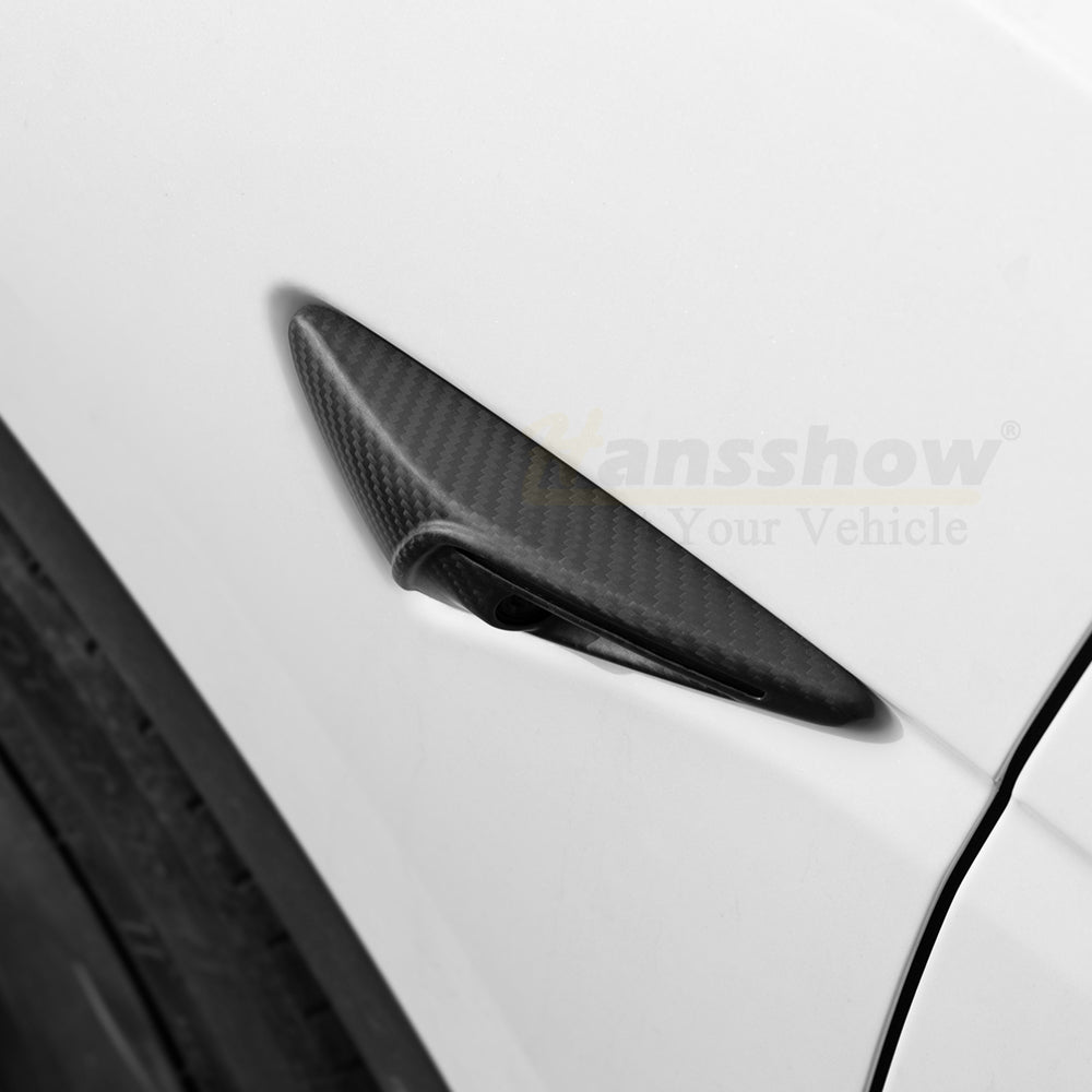 Model 3/Y Real Carbon Fiber Side Camera Cover - Top view for Tesla Model Y