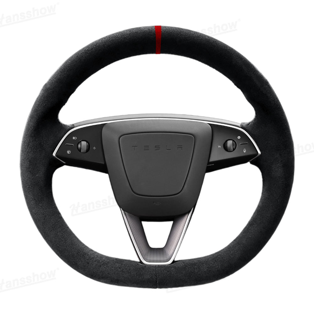 Model Y Juniper/3 Highland Premium Alcantara Steering Wheel Cover - color contrast