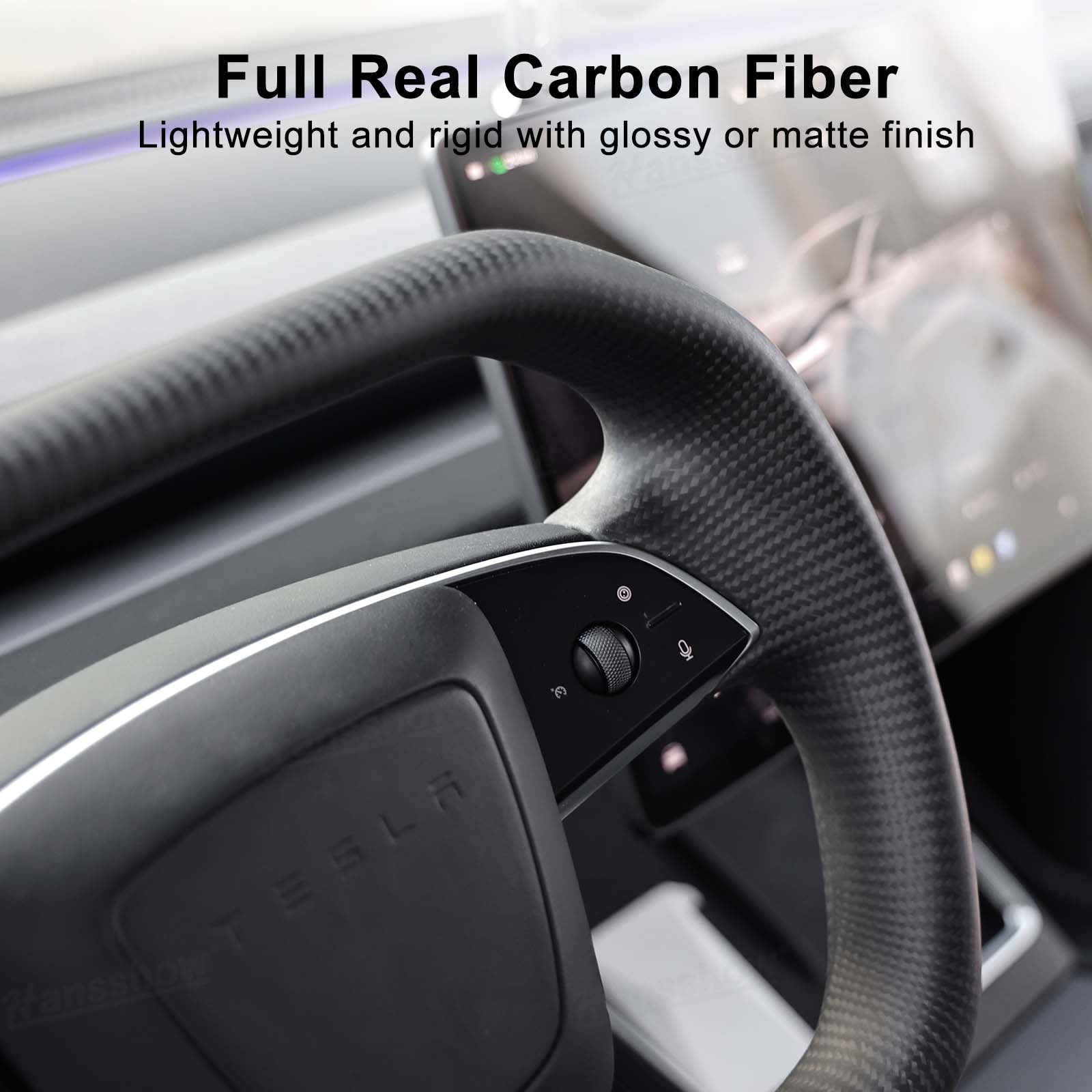 Model Y Juniper Steering Wheel Real Carbon Fiber CyberWheel 2.0 matte finish