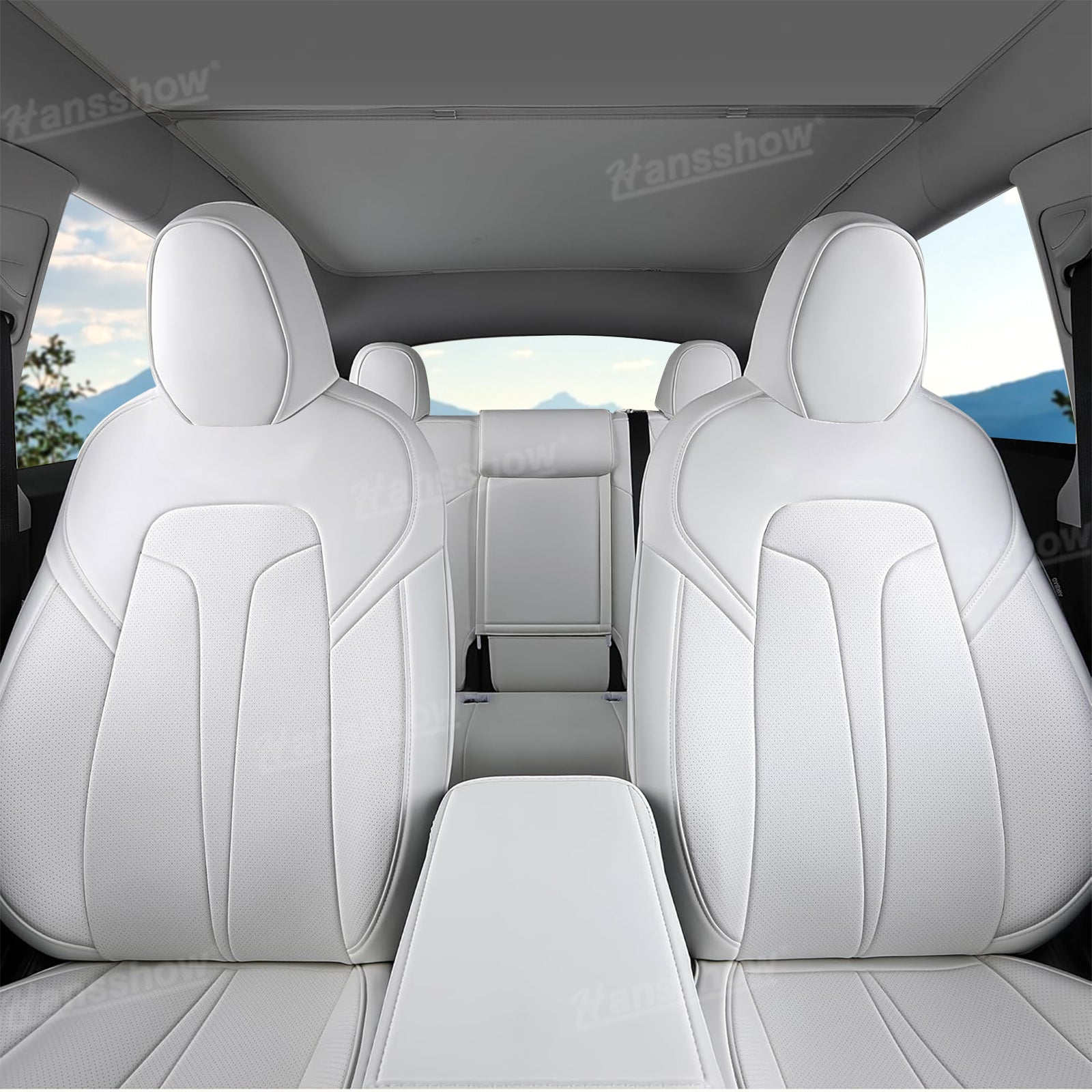 Model Y Juniper Upgrade Seat Covers with Bold 'T' Emblem - Front View