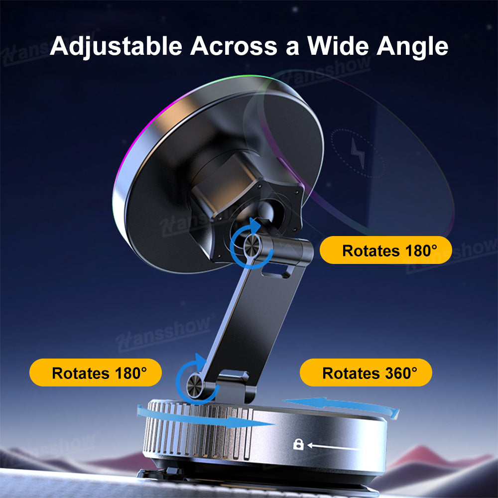 Wireless Charger Phone Holder with RGB Ambient Lighting for Tesla Model Y - side angle