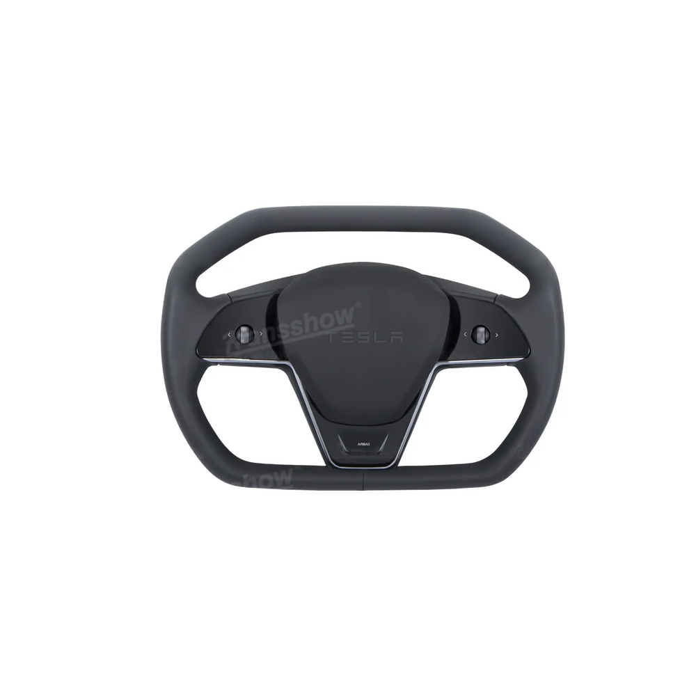 Detail of Nappa leather on Model Y Juniper Steering Wheel 3.0