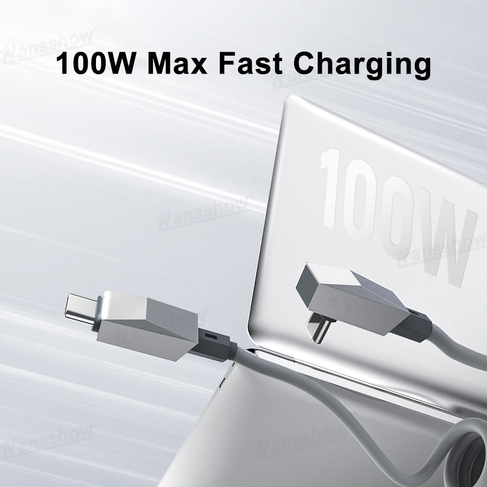 100W Fast Charging Retractable Cable with Cyber-Inspired Design & Magnetic...