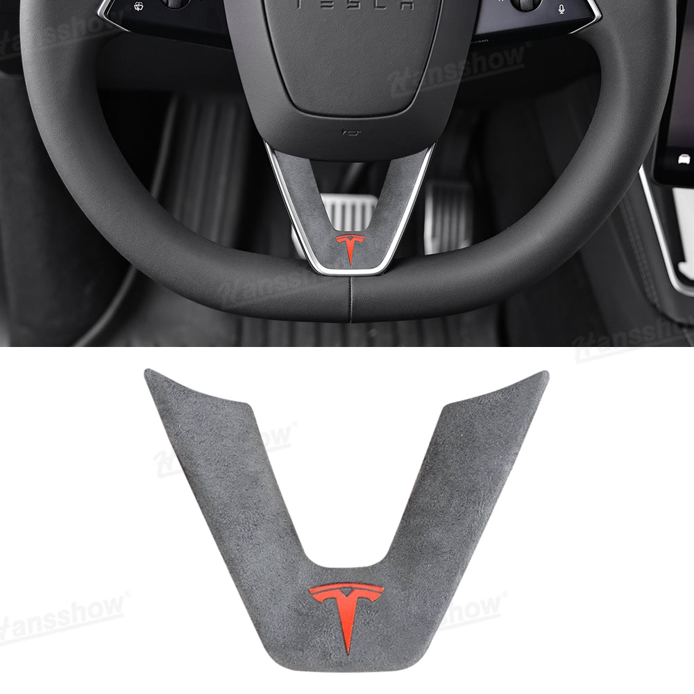 Model Y Juniper Alcantara Steering Wheel Lower Trim Cover front view