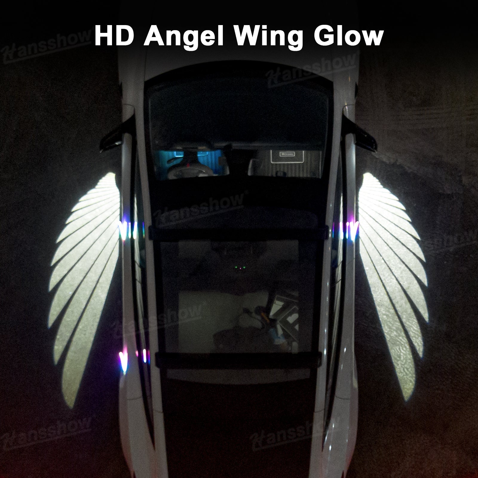 Side Mirror Projector Lights Angel Wing Welcome Lights for Tesla Model Y - Ambient lighting effect