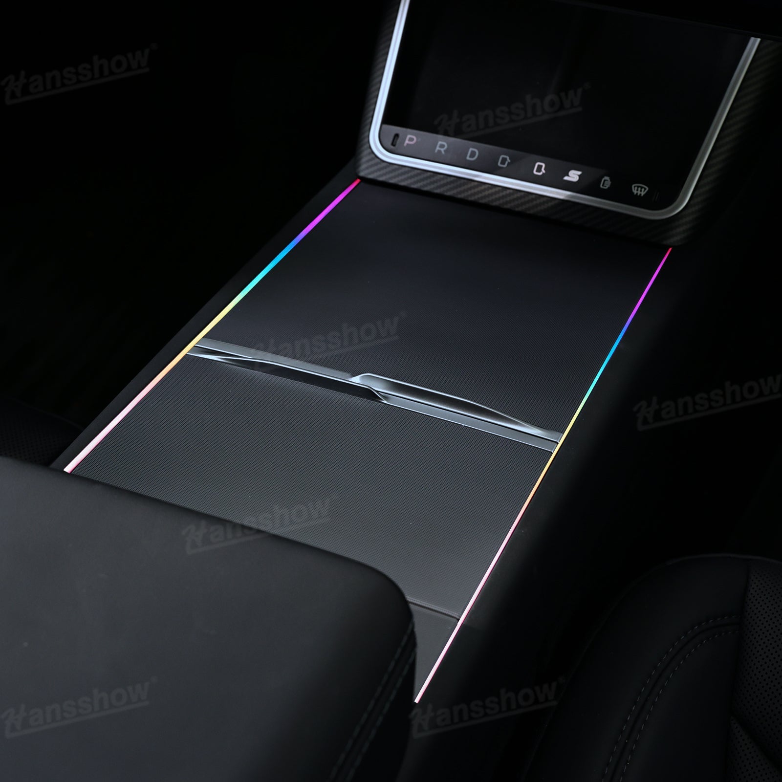 Model 3/Y Ambient Lighting RGB Light Strip installed in center console