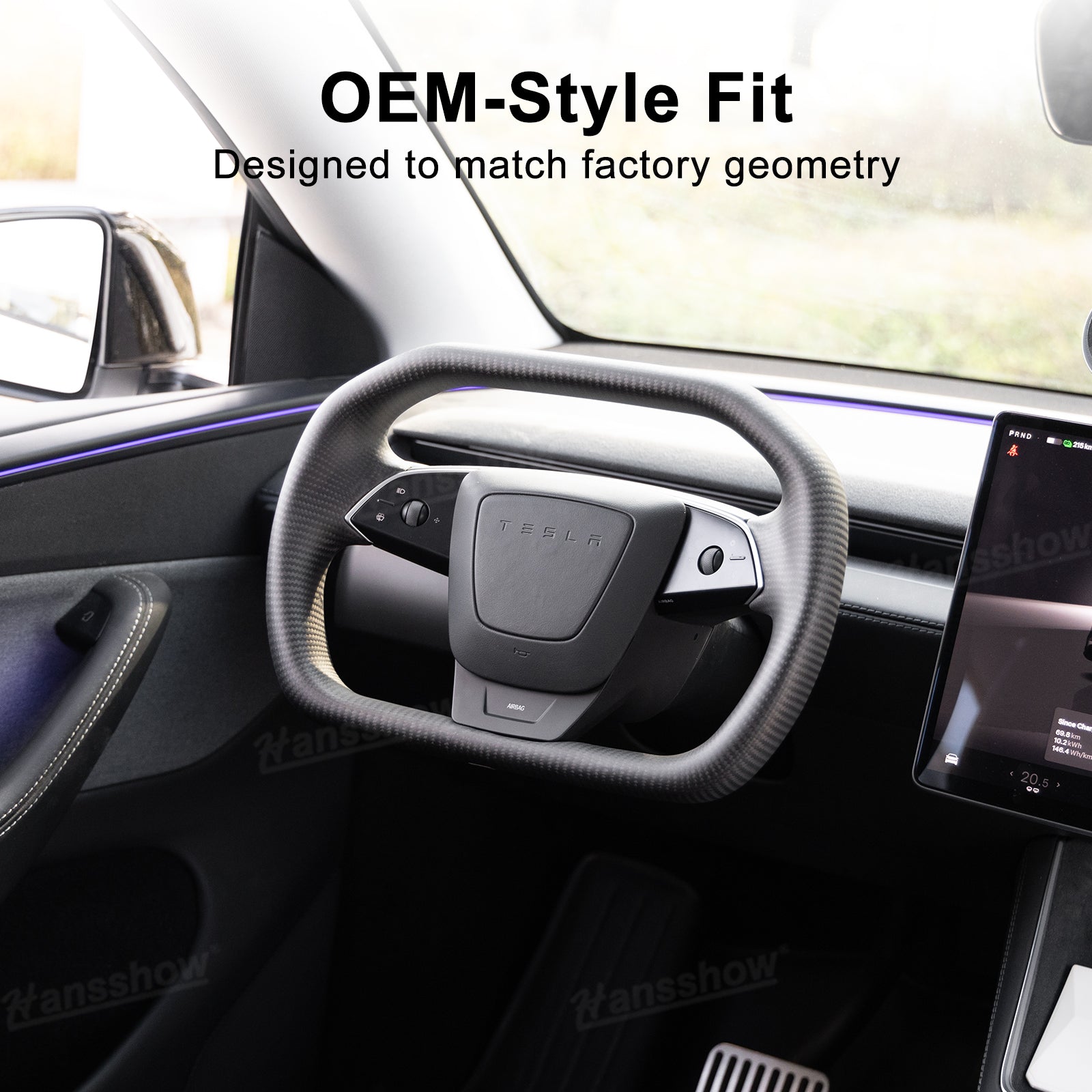 Model Y Juniper Steering Wheel Real Carbon Fiber CyberWheel 2.0 close-up detail
