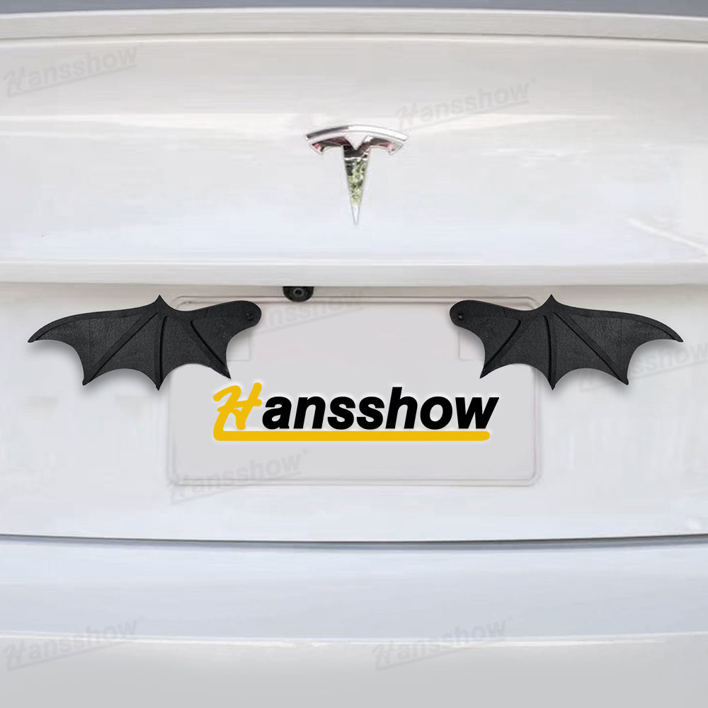 Close-up detail of License Plate Bat Wing Kit for Tesla Model Y