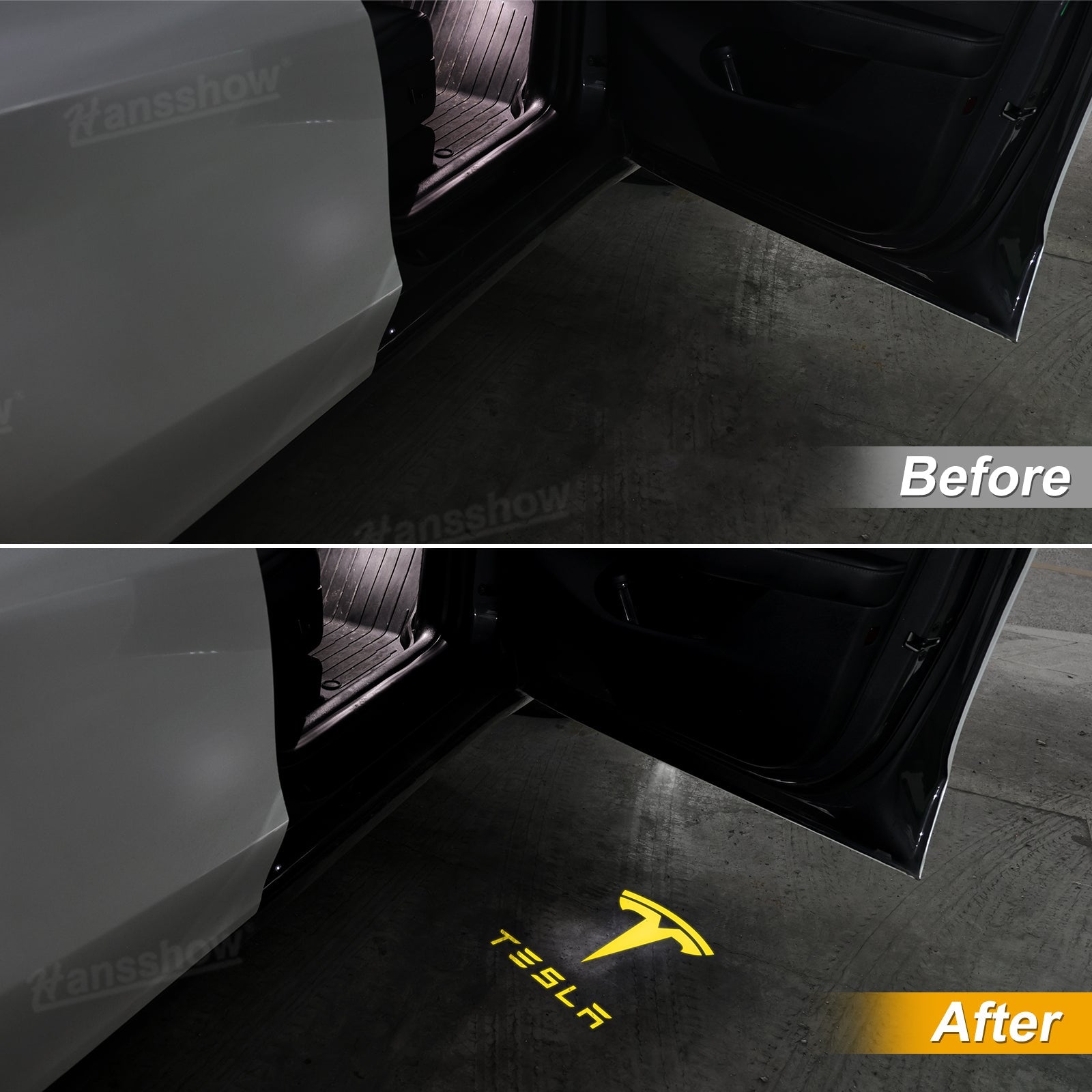 64-Color Changing Puddle Lights Tesla T Logo Door Projector Lights with APP...