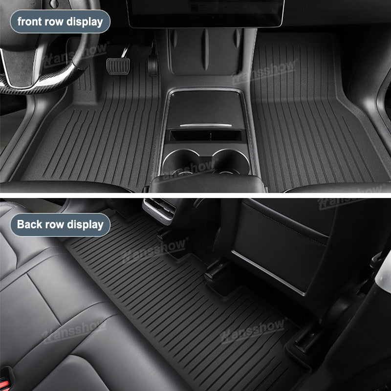 Model 3 Waterproof Floor Mats All Weather Floor Liners (Full Set) - rear view
