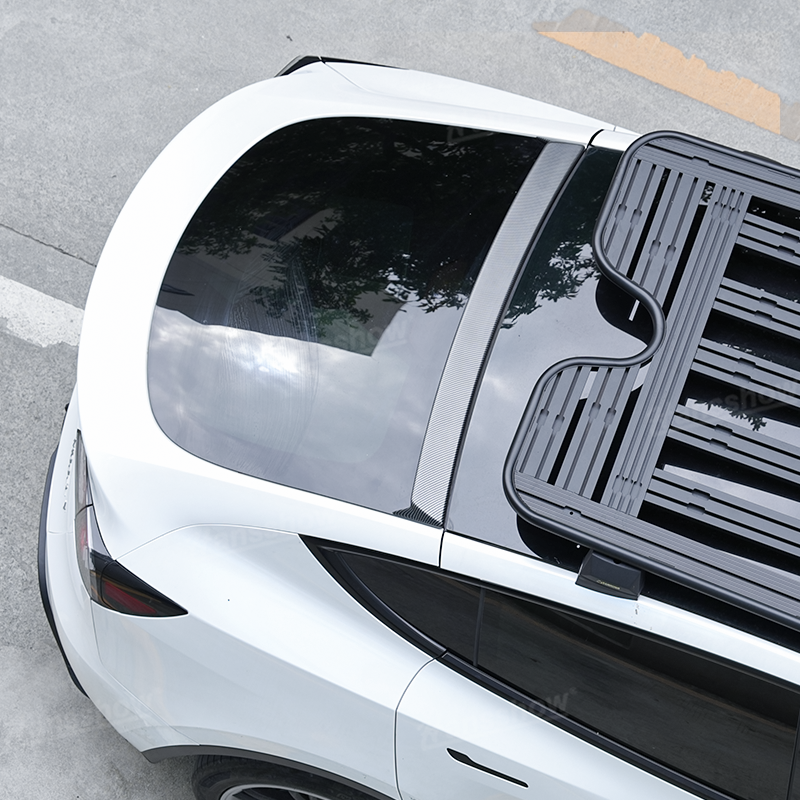 Tesla Model Y Real Carbon Fiber Roof Spoiler outdoor view