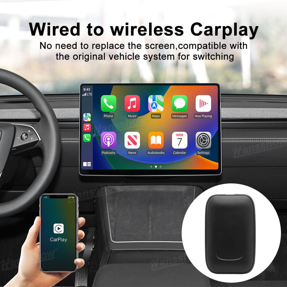 Wireless CarPlay Adapter AI Box for Tesla Model Y Juniper - close-up detail