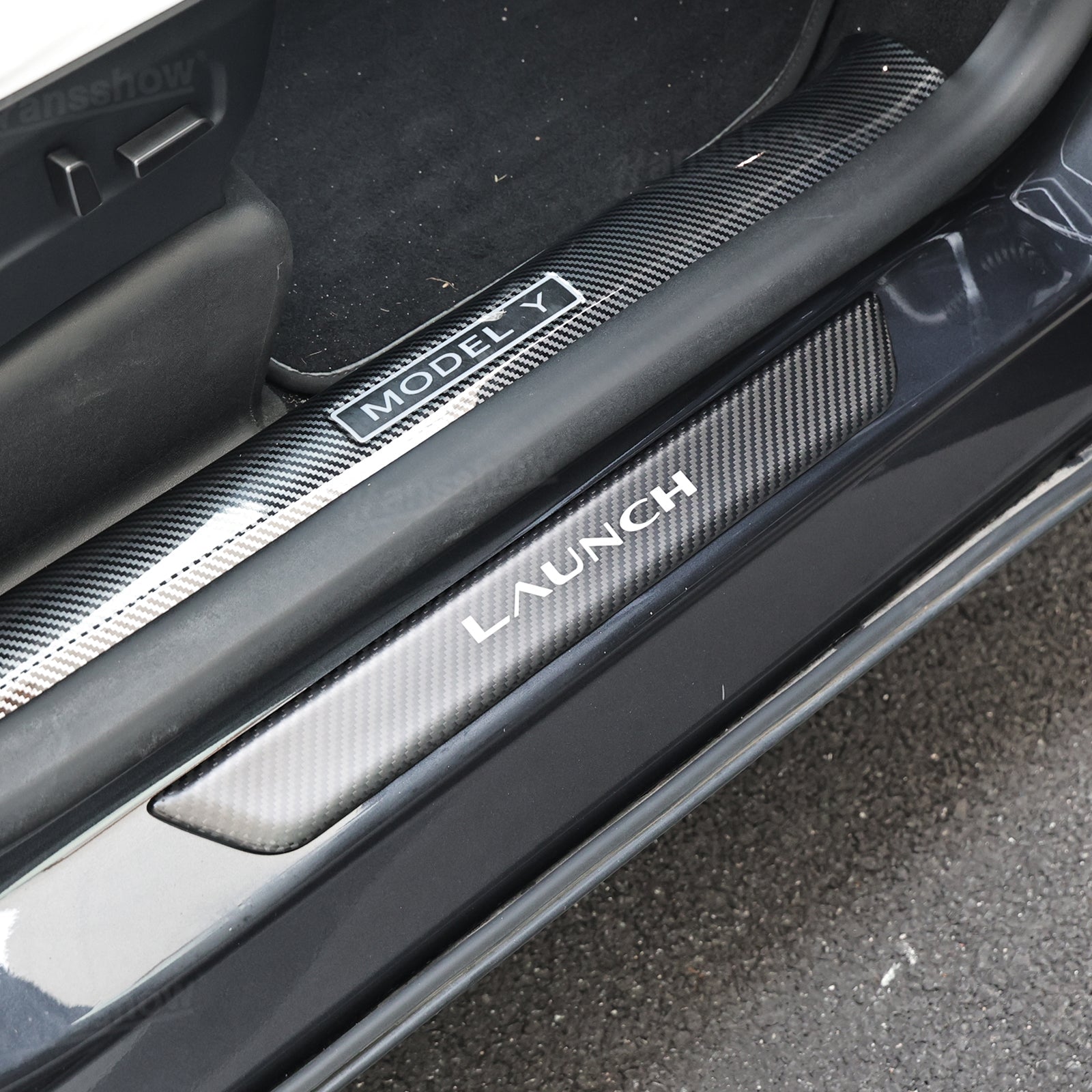 Model Y Juniper Real Carbon Fiber Door Sills with Tesla logo