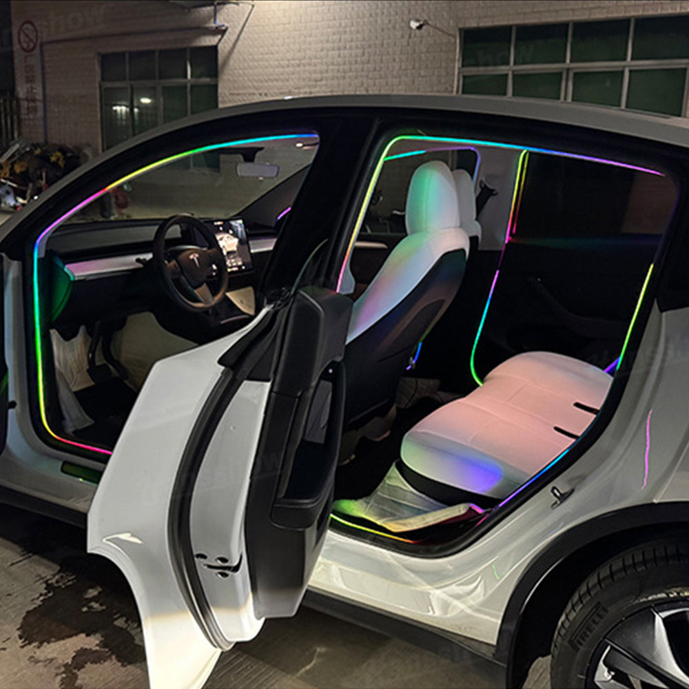 Door LED Strip Lights for Tesla Model 3/3 Highland - Interior View