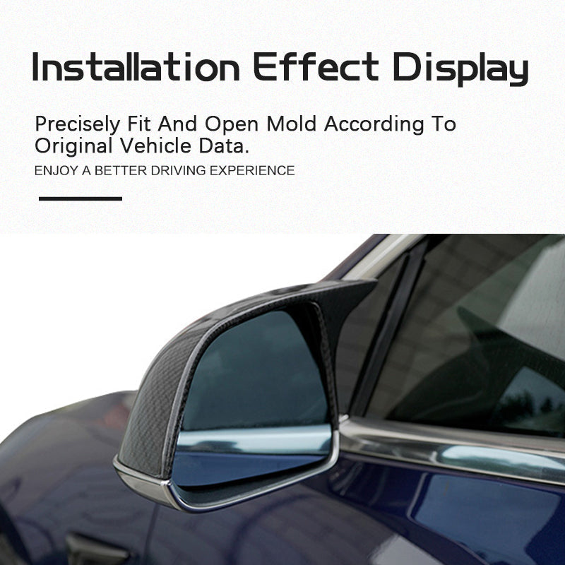 Model Y Real Carbon Fiber Rearview Mirror Cover side angle
