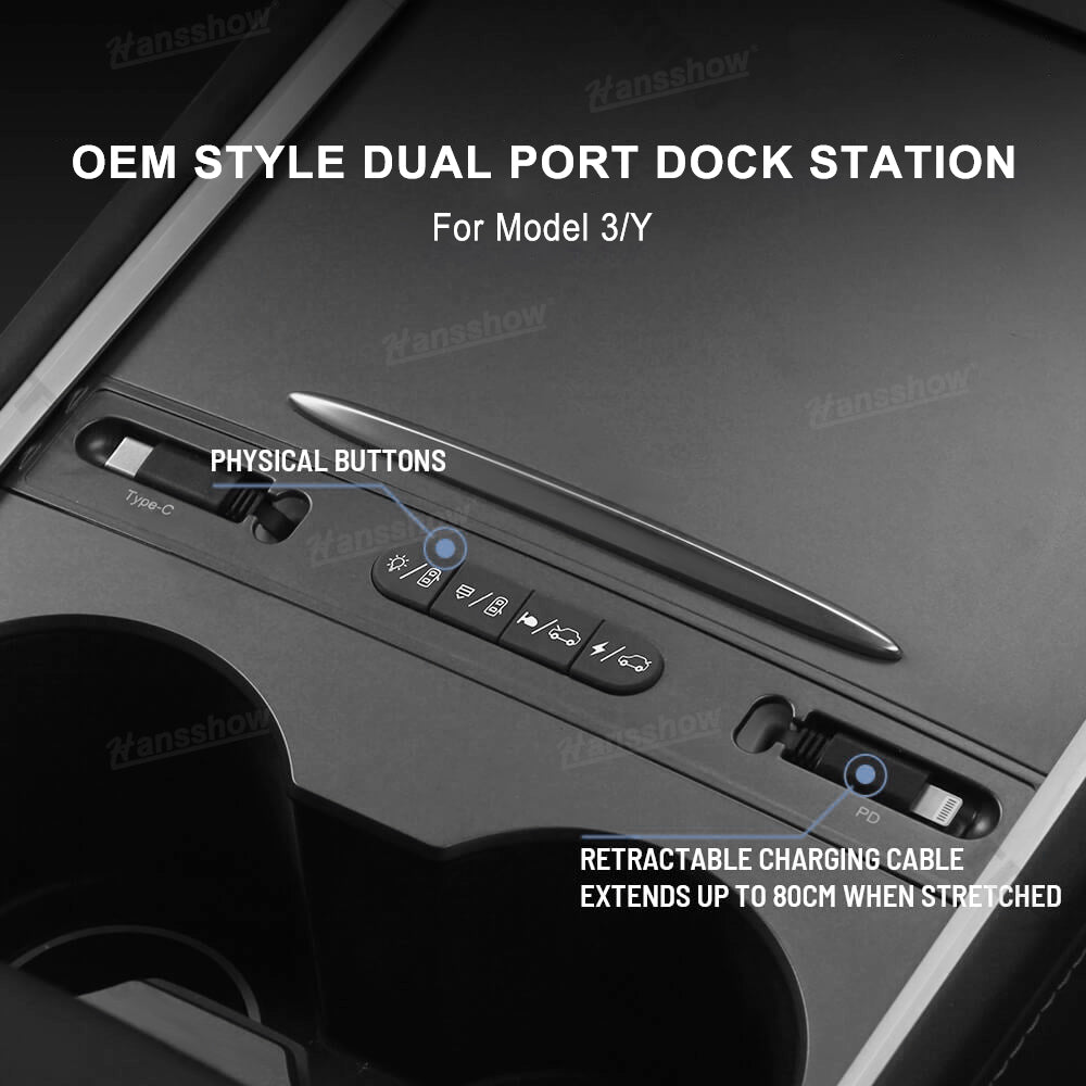 Tesla Model 3 Y USB Hub Fast Charging Front View