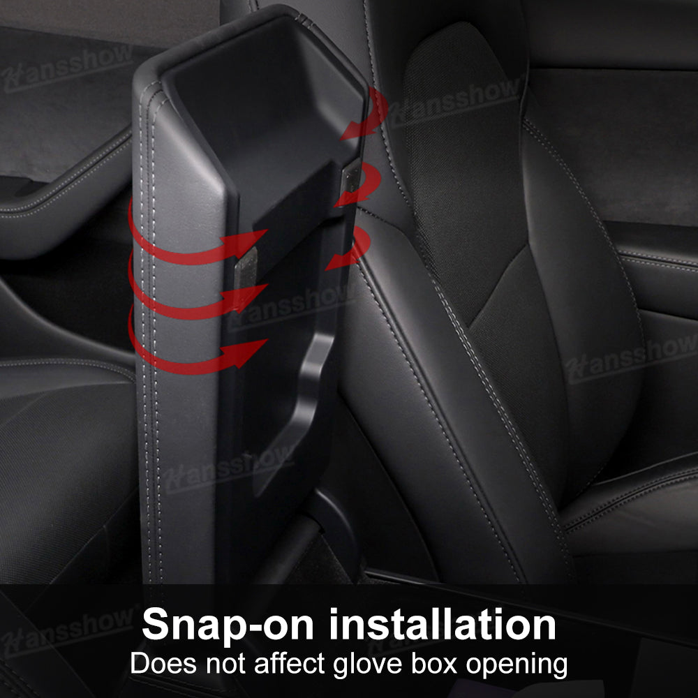 Model Y Juniper Armrest Cover side angle showing leather texture