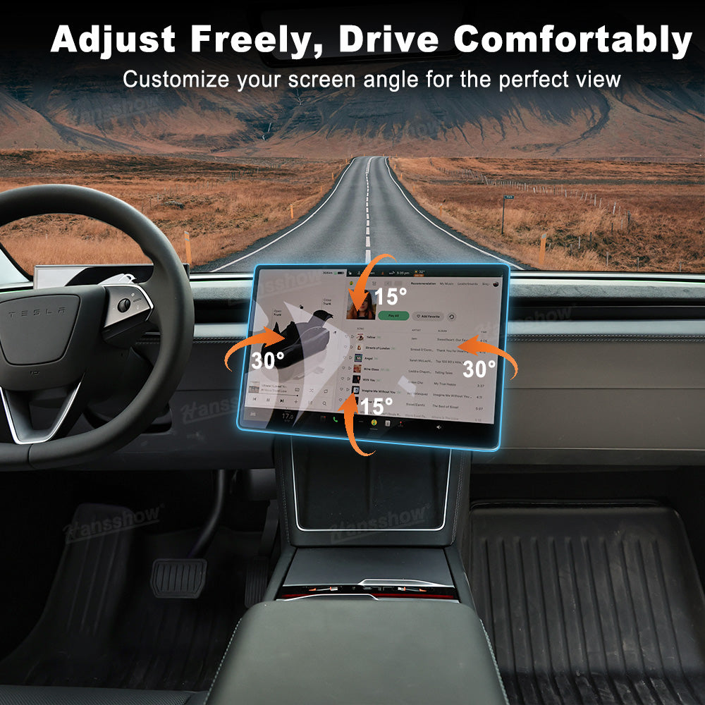 Model 3 Highland & Model Y Juniper Screen Swivel Mount showing screen rotation
