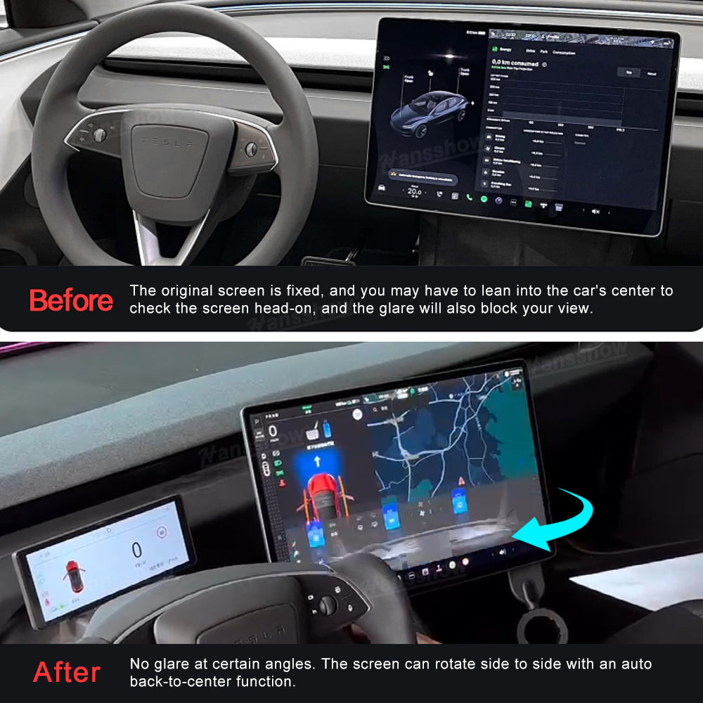 Model 3 Highland & Model Y Juniper Screen Swivel Mount showing all angles