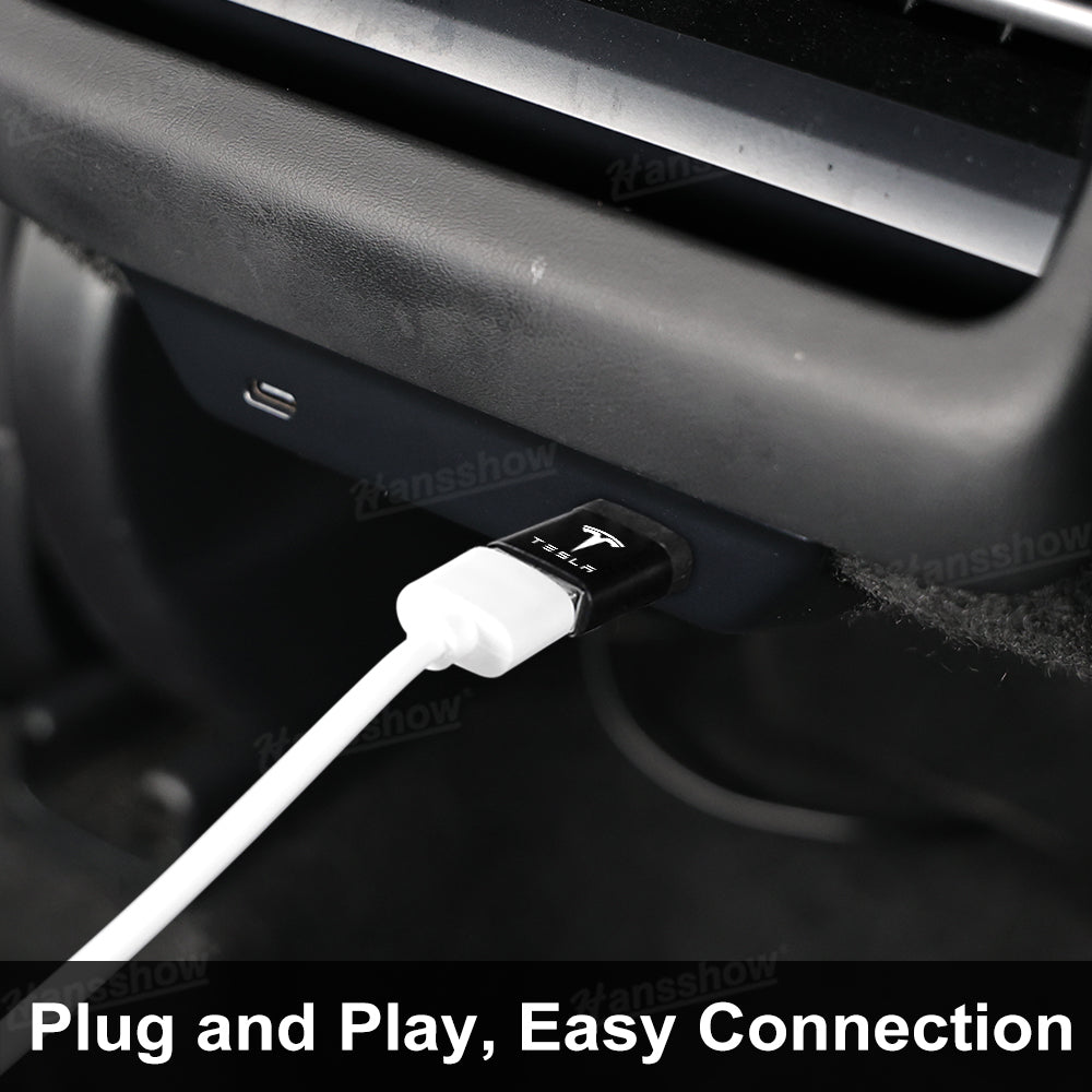 Type-C to USB Adapter with TESLA Logo for Tesla Model Y Juniper - installed view
