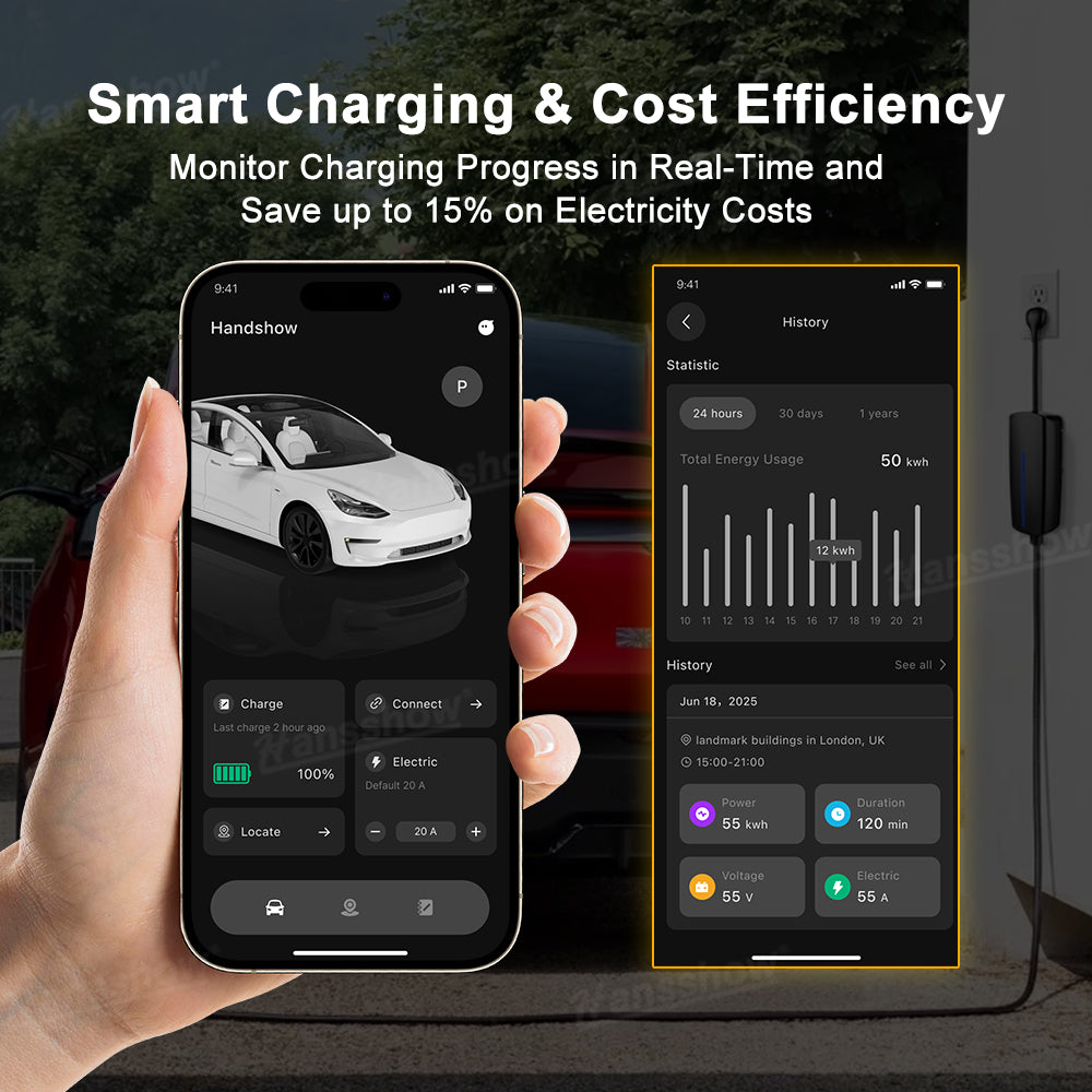 NACS Portable Mobile Connector 40A with NEMA 5-15 & 14-50 Plug OEM-Style for...