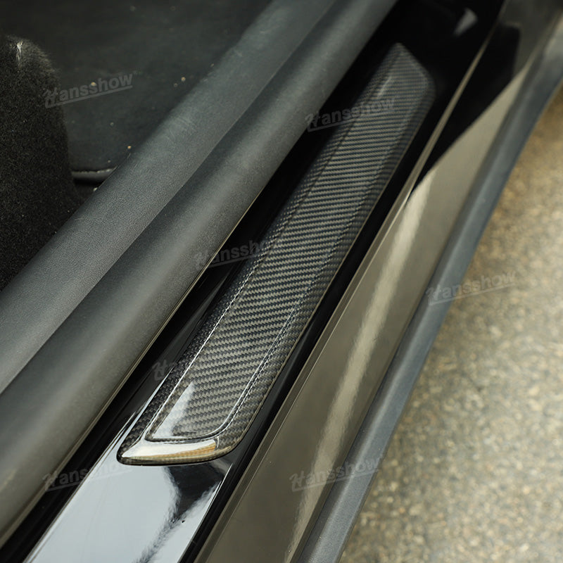 Matte finish option of Tesla Model Y/3 Carbon Fiber Door Sill Covers