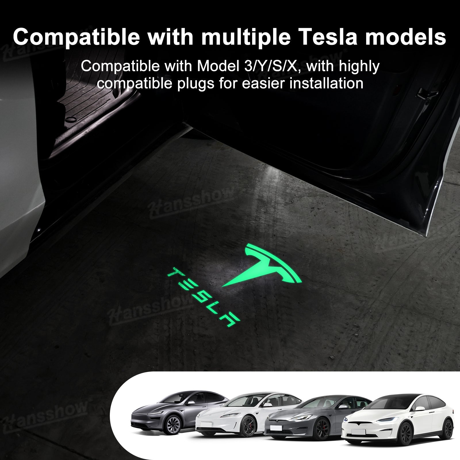 64-Color Changing Puddle Lights Tesla T Logo Door Projector Lights with APP...