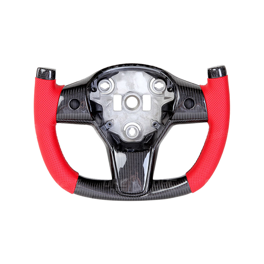 Model 3 / Y Custom Carbon Fiber Steering Wheel F1 Style for Tesla Model Y - Installed view