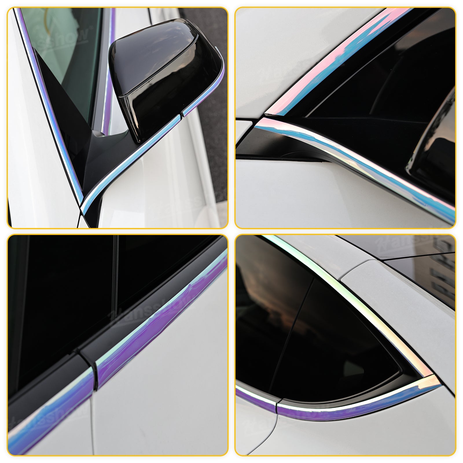 Model Y Juniper Protector Strips close-up on vinyl material