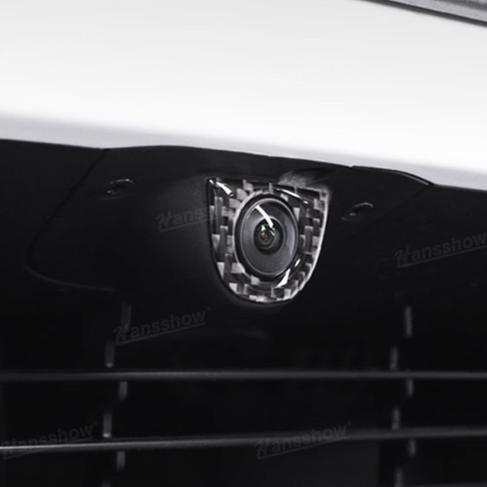 Model Y Juniper Flexible Urethane Carbon Fiber Front Camera Frame Sticker - top view