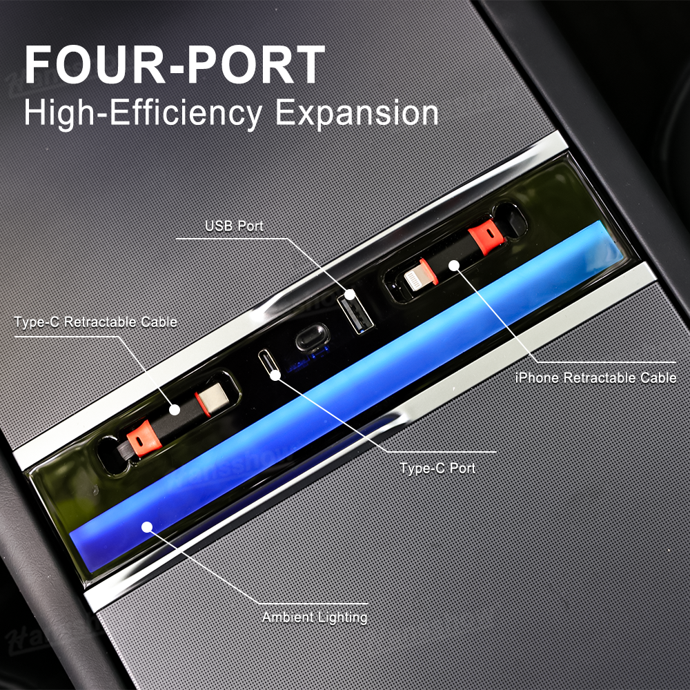 Model Y Juniper/3 Highland USB HUB Adapter with LED light on