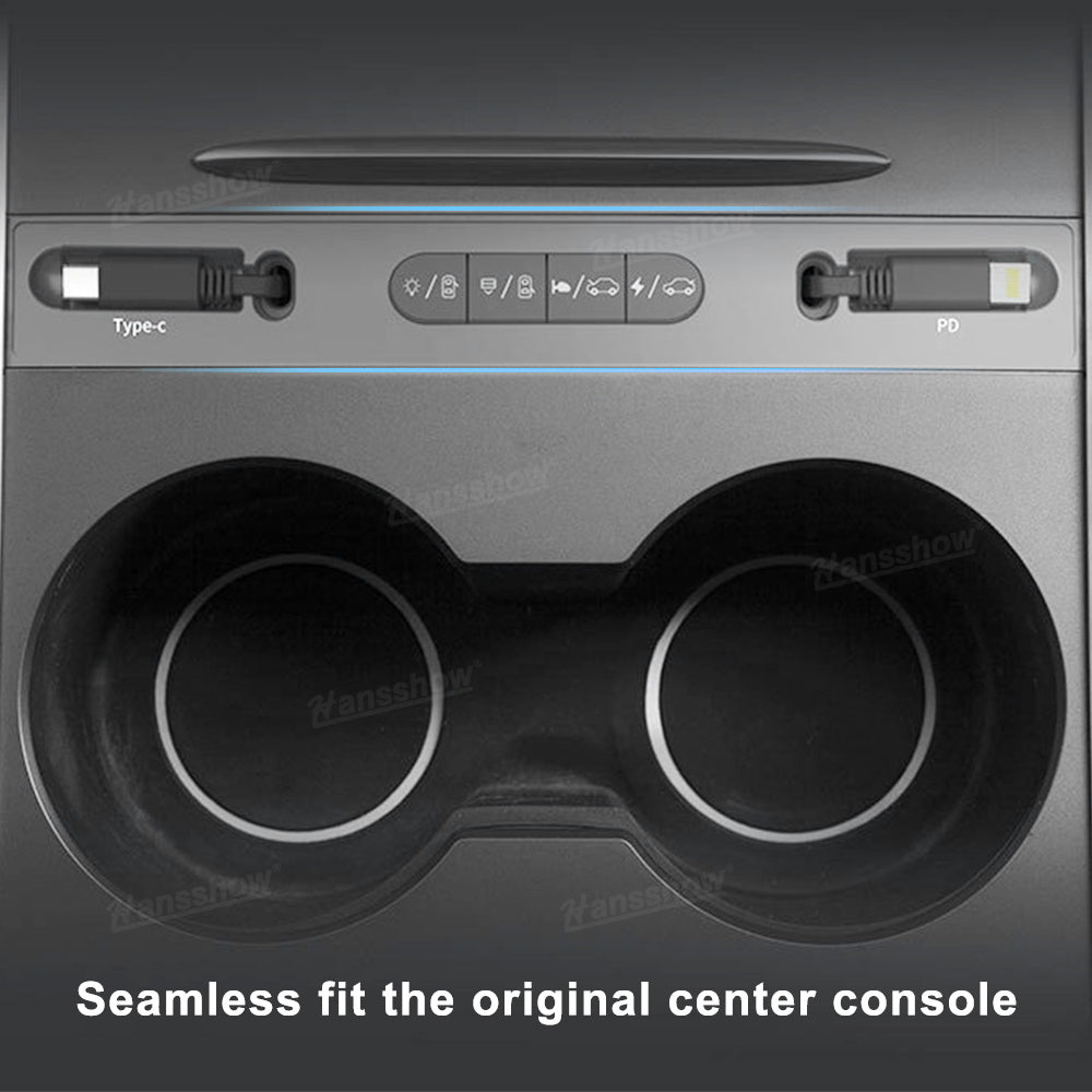 Tesla Model 3 Y USB Hub Physical Controls Close-up
