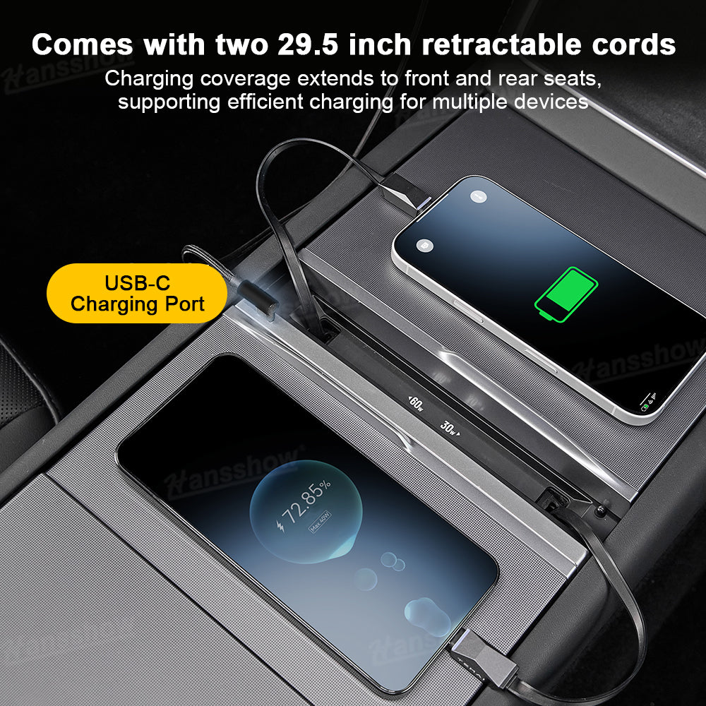 Model Y Juniper GaN USB Charging Hub installed in center console