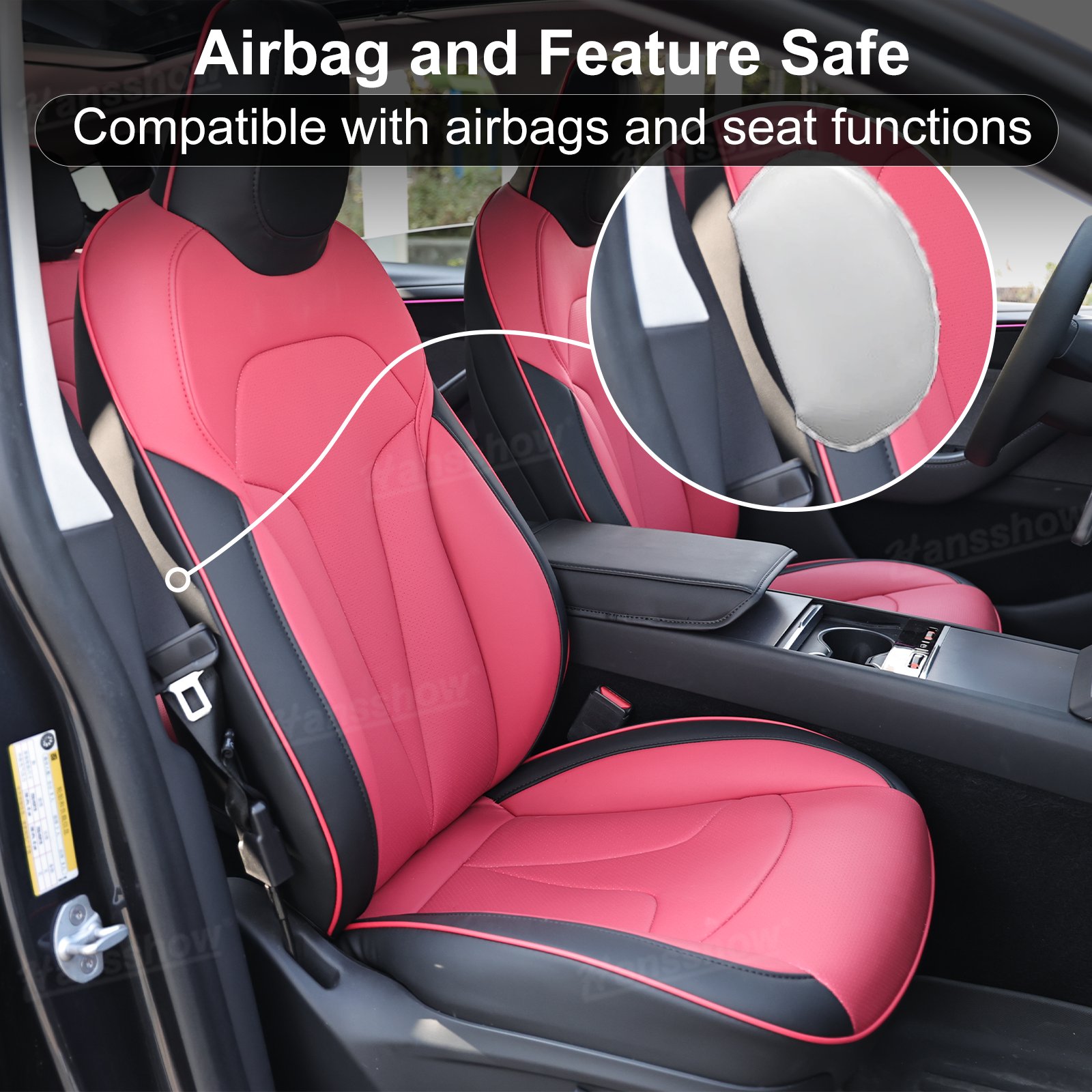 Model Y Juniper Upgrade Seat Covers with Bold 'T' Emblem - Full Interior Shot