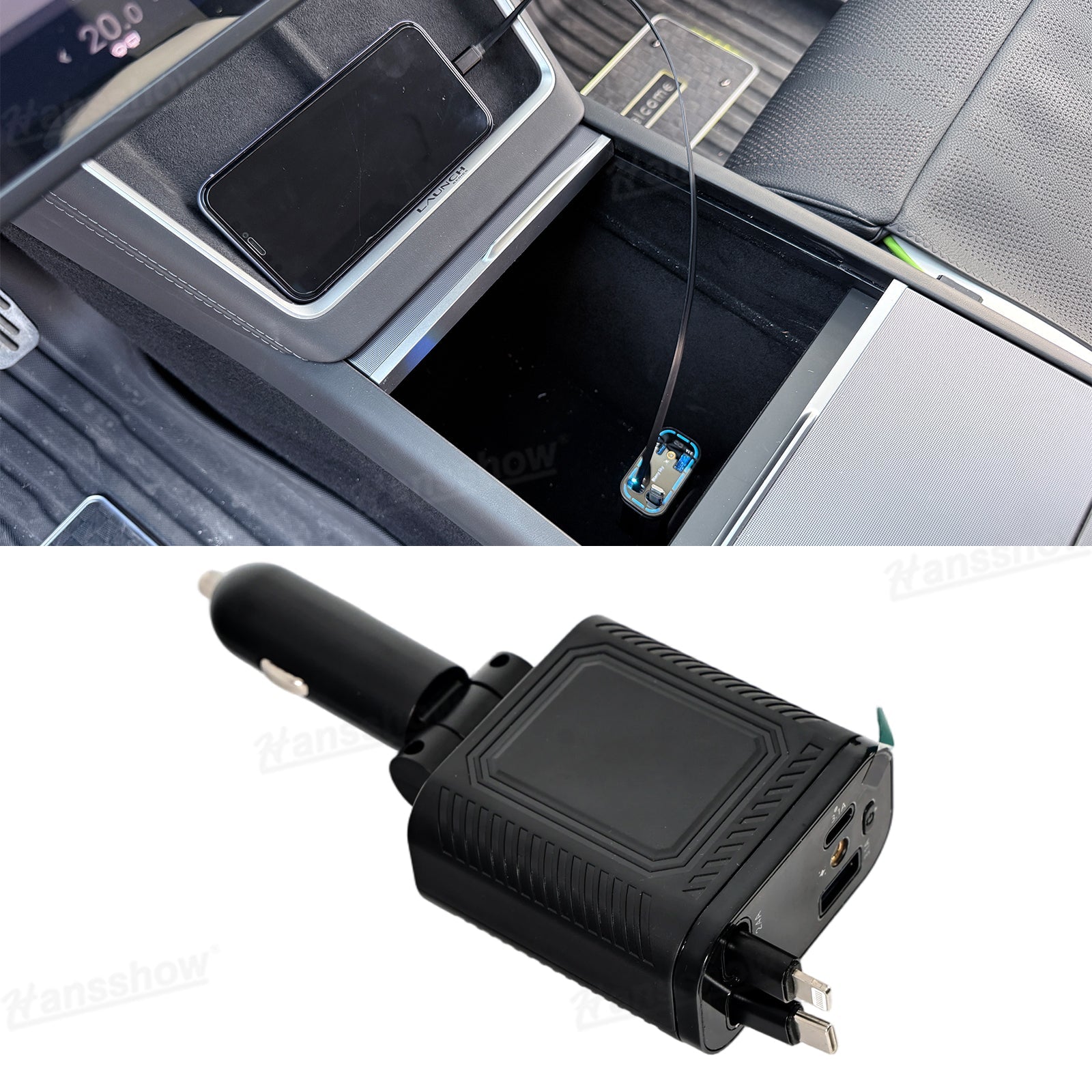 4-in-1 Charging Hub 120W Fast Charging Retractable Cable Hub with Starry...