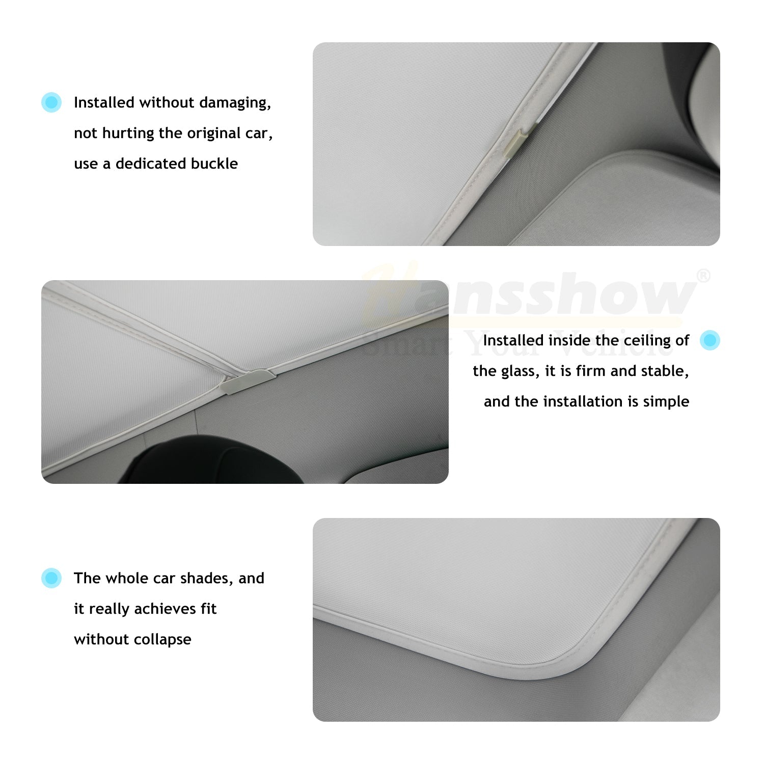 Model 3/Y Glass Roof Sunshades for Tesla Model Y - Close-up detail