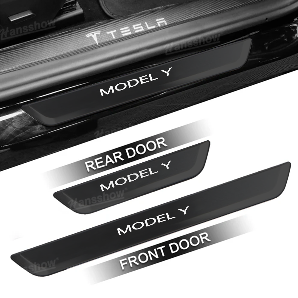 Model Y Juniper Protector Kit LED Illuminated Welcome Pedal Door Sill - side angle